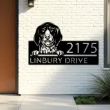 Custom Metal Bluetick coonhound dog cute puppy Metal Address Sign House number Hanging Address Plaque Yard Sign Outdoor decor