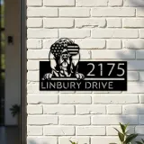 Custom Metal Bloodhound dog US flag glasses Metal Address Sign House number Hanging Address Plaque Yard Sign Outdoor decor