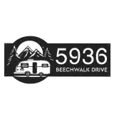 Custom Metal Camping trailer adventure Metal Address Sign Custom House number Hanging Address Plaque Yard Sign Outdoor