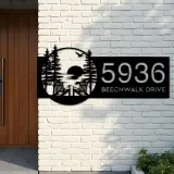 Custom Metal Sunset Scene Metal Address Sign, House number, Outdoor Number Signage, Yard Sign Address Plate