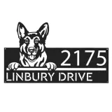 Custom Metal German Shepherd dog Puppy Metal Address Sign House number Hanging Address Plaque Yard Sign Outdoor decor