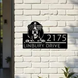 Custom Metal Bluetick coonhound dog US glasses Metal Address Sign House number Hanging Address Plaque Yard Sign Outdoor decor
