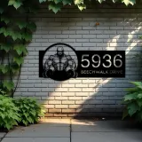 Custom Metal Bodybuilder gymer Metal Address Sign Custom House number Hanging Address Plaque Yard Sign Outdoor