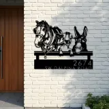 Custom Metal Horse Mule Goat farmhouse farm animals Metal Address Sign, House number, Outdoor Number Signage, Yard Sign Address Plate