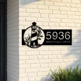 Custom Metal Floral lighthouse Metal Address Sign, House number, Outdoor Number Signage, Yard Sign Address Plate