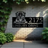 Custom Metal Mastiff dog Cute puppy Metal Address Sign House number Hanging Address Plaque Yard Sign Outdoor decor