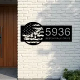 Custom Metal Airplane jet on US flag Metal Address Sign House number Hanging Address Plaque Yard Sign Outdoor