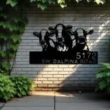 Custom Metal Cows Farmhouse ranch animals Metal Address Sign, House number, Outdoor Number Signage, Yard Sign Address Plate