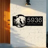 Custom Metal Heron on Lake Metal Address Sign Custom House number Hanging Address Plaque Yard Sign Outdoor