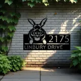 Custom Metal Peeking Rabbit Wild animal wildlife Metal Address Sign, House number, Outdoor Number Signage, Yard Sign Address Plate