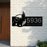 Custom Metal Bear forest scene wild life Metal Address Sign, House number, Outdoor Number Signage, Yard Sign Address Plate