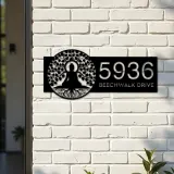 Custom Metal Buddha tree of life Metal Address Sign, House number, Outdoor Number Signage, Yard Sign Address Plate