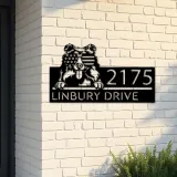 Custom Metal Collie dog US flag glasses Metal Address Sign House number Hanging Address Plaque Yard Sign Outdoor decor