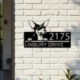 Custom Metal Toy Fox Terrier dog Puppy Metal Address Sign House number Hanging Address Plaque Yard Sign Outdoor decor