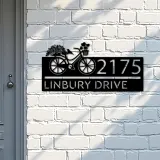 Custom Metal Bicycle with flower and hearts Metal Address Sign, House number, Outdoor Number Signage, Yard Sign Address Plate