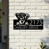 Custom Metal Peeking Koala Wild animal wildlife Metal Address Sign, House number, Outdoor Number Signage, Yard Sign Address Plate