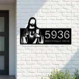 Custom Metal Jesus Christ Christian God Metal Address Sign, House number, Outdoor Number Signage, Yard Sign Address Plate