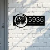 Custom Metal Cute Owls couple Metal Address Sign, House number, Outdoor Number Signage, Yard Sign Address Plate