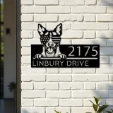 Custom Metal Rat terrier dog US flag glasses Metal Address Sign House number Hanging Address Plaque Yard Sign Outdoor decor