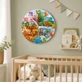 Four Seasons Woodland Animals Kids Room Wall Clock