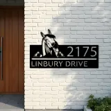 Custom Metal Peeking Horse farm animal ranch Metal Address Sign, House number, Outdoor Number Signage, Yard Sign Address Plate
