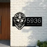 Custom Metal Helmet motocross biker Metal Address Sign, House number, Outdoor Number Signage, Yard Sign Address Plate