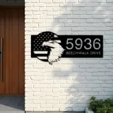Custom Metal USA eagle with flag patriotic Metal Address Sign, House number, Outdoor Number Signage, Yard Sign Address Plate
