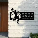 Custom Metal Basketball player Sport Metal Address Sign, House number, Outdoor Number Signage, Yard Sign Address Plate