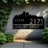 Custom Metal Tucson city skyline Metal Address Sign Hanging Address Plaque house number Yard Outdoor Sign