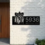 Custom Metal Border Collie dog puppy welcome Metal Address Sign, House number, Outdoor Number Signage, Yard Sign Address Plate