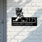 Custom Metal Peeking Rabbit bunny farmhouse Metal Address Sign House number Hanging Address Plaque Yard Sign Outdoor decor