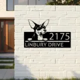 Custom Metal Toy Fox Terrier dog Puppy Metal Address Sign House number Hanging Address Plaque Yard Sign Outdoor decor