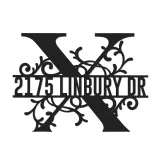 Custom Metal Floral Monogram Split Letter X Metal Address Sign House number Hanging Address Plaque Yard Sign Outdoor decor