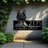 Custom Metal Belgian Malinois dog US glasses Metal Address Sign House number Hanging Address Plaque Yard Sign Outdoor decor