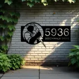 Custom Metal Electrician lineman Metal Address Sign, House number, Outdoor Number Signage, Yard Sign Address Plate