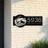 Custom Metal Hunting Panther Wild animal wildlife Metal Address Sign, House number, Outdoor Number Signage, Yard Sign Address Plate