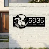 Custom Metal Waves Metal Address Sign, House number, Outdoor Number Signage, Yard Sign Address Plate