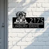 Custom Metal Mastiff dog Cute puppy Metal Address Sign House number Hanging Address Plaque Yard Sign Outdoor decor