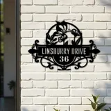 Custom Metal Butterfly flowers Metal Address Sign, House number, Outdoor Number Signage, Yard Sign Address Plate001