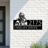 Custom Metal Santa Claus Metal Address Sign, House number, Outdoor Number Signage, Yard Sign Address Plate