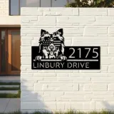 Custom Metal Shetland Sheepdog US flag glasses Metal Address Sign House number Hanging Address Plaque Yard Sign Outdoor decor