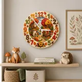 Autumn Woodland Animals Kids Room Wall Clock