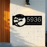 Custom Metal Bonsai tree Metal Address Sign, House number, Outdoor Number Signage, Yard Sign Address Plate
