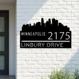 Custom Metal Minneapolis city skyline Metal Address Sign Hanging Address Plaque house number Yard Outdoor Sign