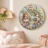 Whimsical Fairy Garden Kids Room Wall Clock