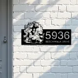 Custom Metal Witch and black cat halloween Metal Address Sign, House number, Outdoor Number Signage, Yard Sign Address Plate