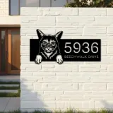 Custom Metal Abyssinian Cute peeking cat kitten Metal Address Sign, House number, Outdoor Number Signage, Yard Sign Address Plate