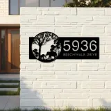 Custom Metal Elephants mother and child in forest Metal Address Sign, House number, Outdoor Number Signage, Yard Sign Address Plate