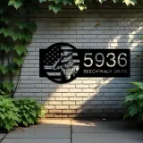 Custom Metal US Army Salute American Soldier US flag Metal Address Sign House number Hanging Address Plaque Yard Sign Outdoor