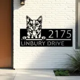Custom Metal Red Heeler Dog Cute puppy Metal Address Sign House number Hanging Address Plaque Yard Sign Outdoor decor